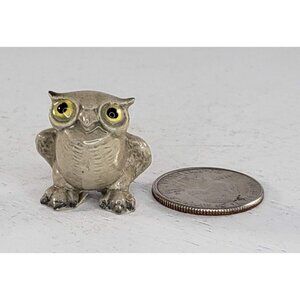 Bone China Barn Owl Grey Bird Miniature Figurine